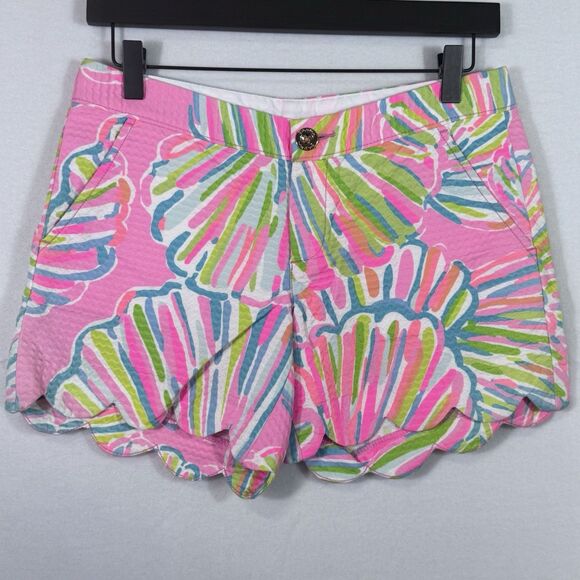 Lilly Pulitzer Pink Pout Shellabrate Scalloped Buttercup Shorts Size 0 Preppy - Picture 1 of 11